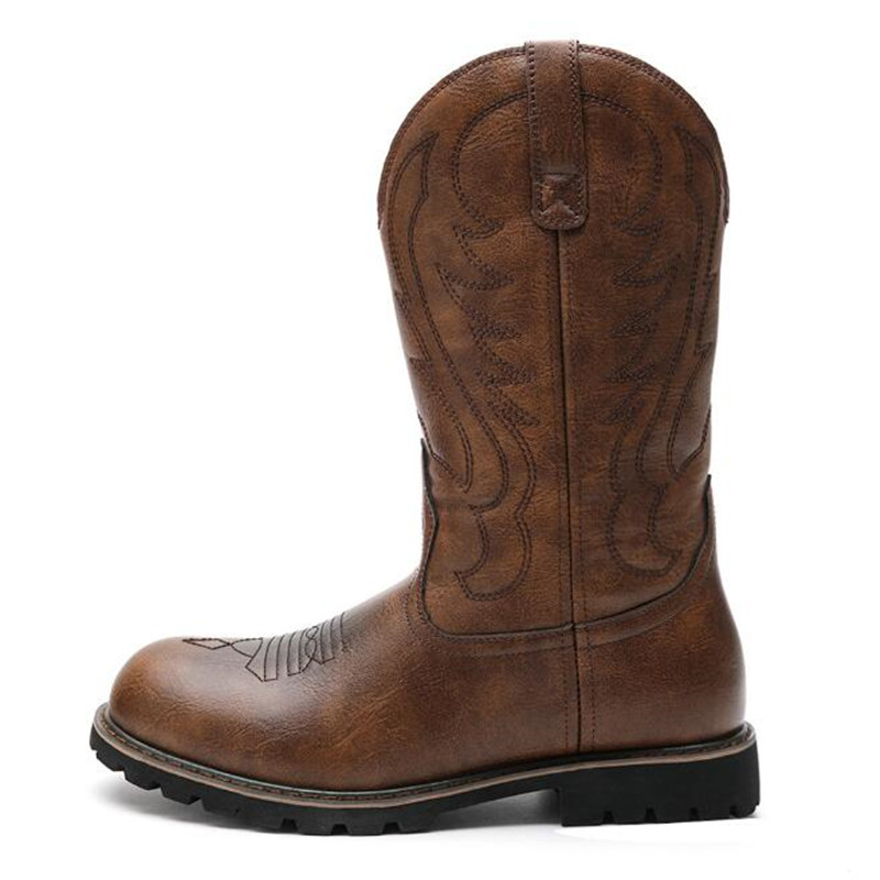 Vintage Fashion Mens - Bottes de cowboy à enfiler pour