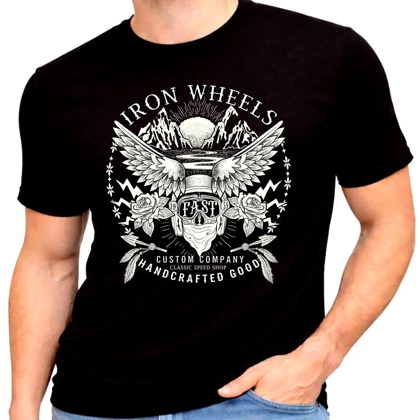 Vintage Fashion Wheel - T-shirt vintage Iron Wheels Fast Motorcycle