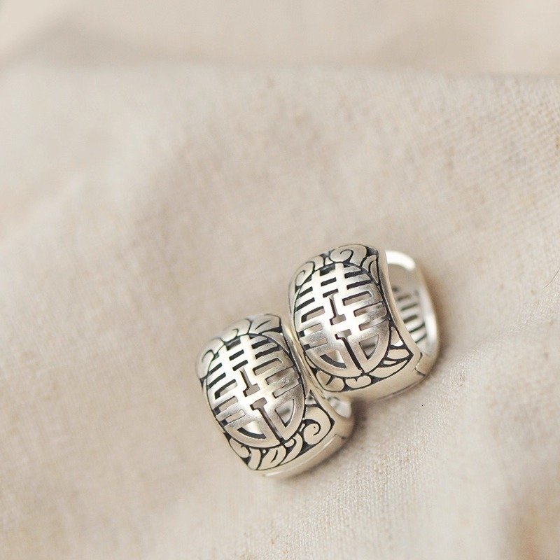 Vintage Fashion Ornaments - Boucles d'oreilles en argent 925, rétro,