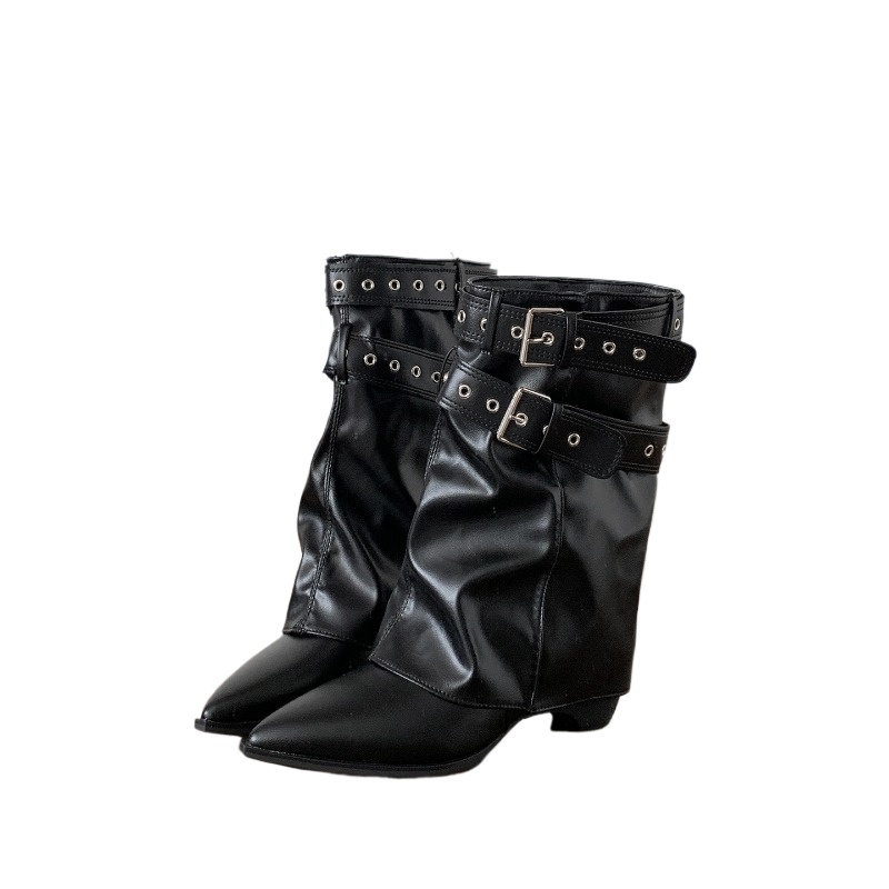 Vintage Fashion Ladies - Bottes à talon épais pour femme,