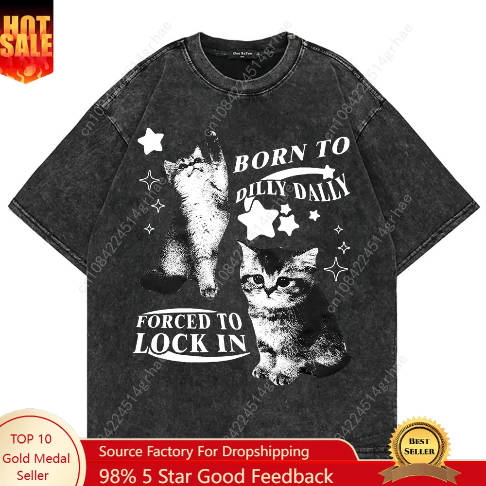 Vintage Fashion T Shirts - T-shirt 100% Coton Vintage Lavé Y2K