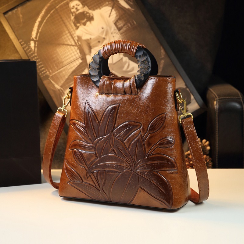Vintage Fashion In Chinese - Sac à main en cuir souple