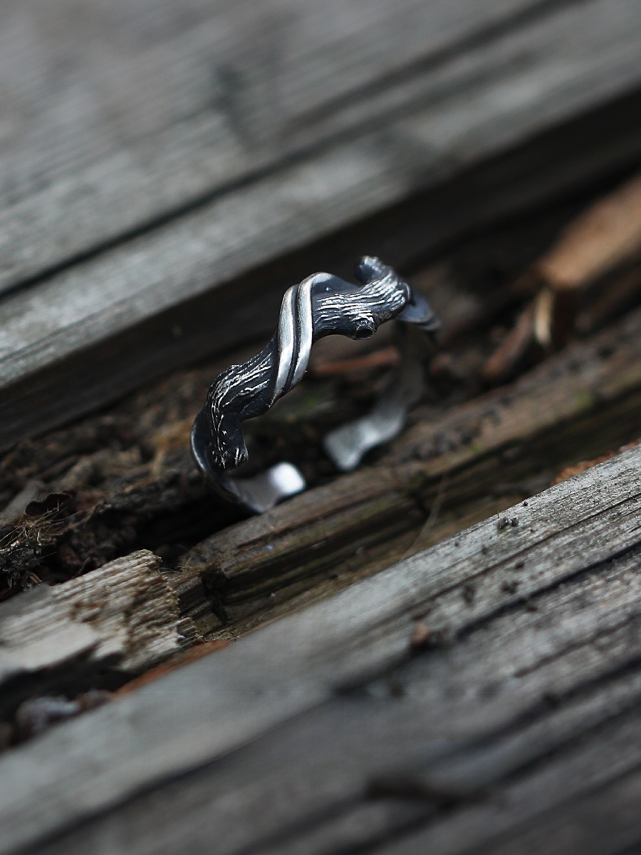 Vintage Fashion Art - Bague ajustable en argent pur 999,