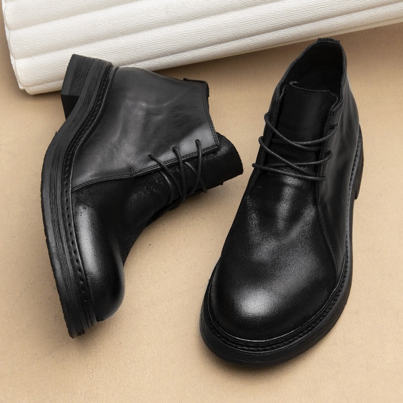 Vintage Fashion Mens - Bottes en cuir véritable vintage pour