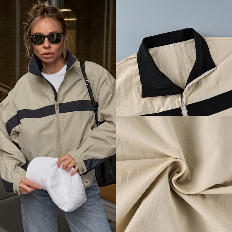 Vintage Windbreaker Nylon - Veste coupe-vent color block pour femme,