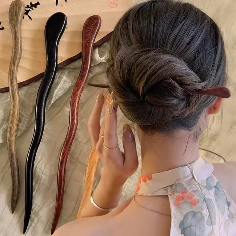 Vintage Fashion In Chinese - Épingle à cheveux vintage en bois