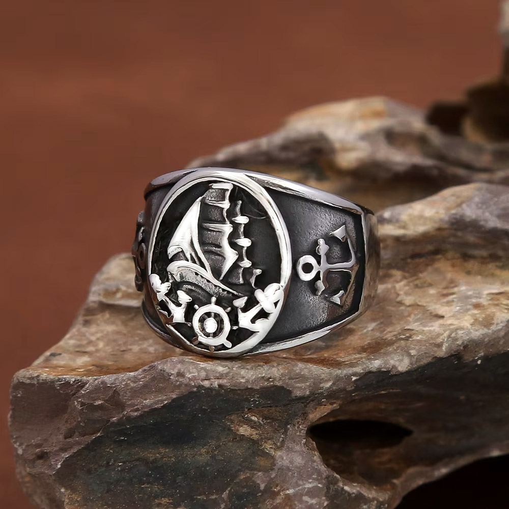 Vintage Fashion Wheel - Bague Chevalière Vintage Nautique Nordique en