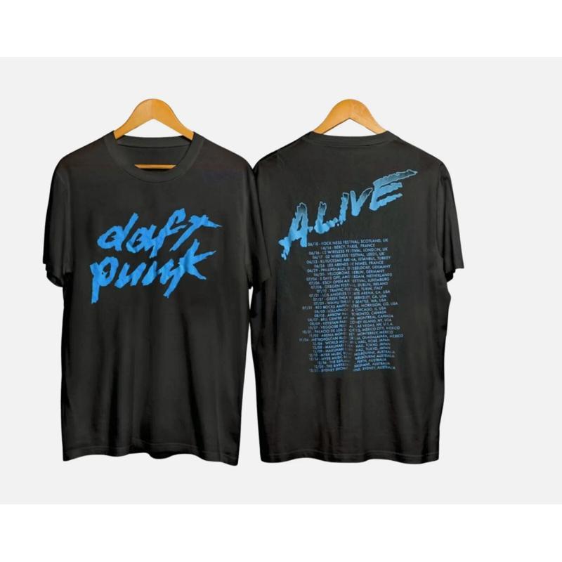 Vintage Fashion T Shirts - T-shirt vintage RARE Daft Punk Alive