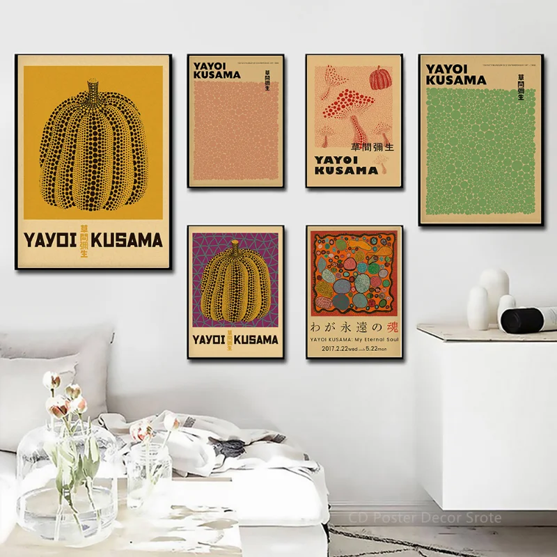 Yayoi Kusama affiche d'exposit - Vintage Fashion Wallpaper avis et prix