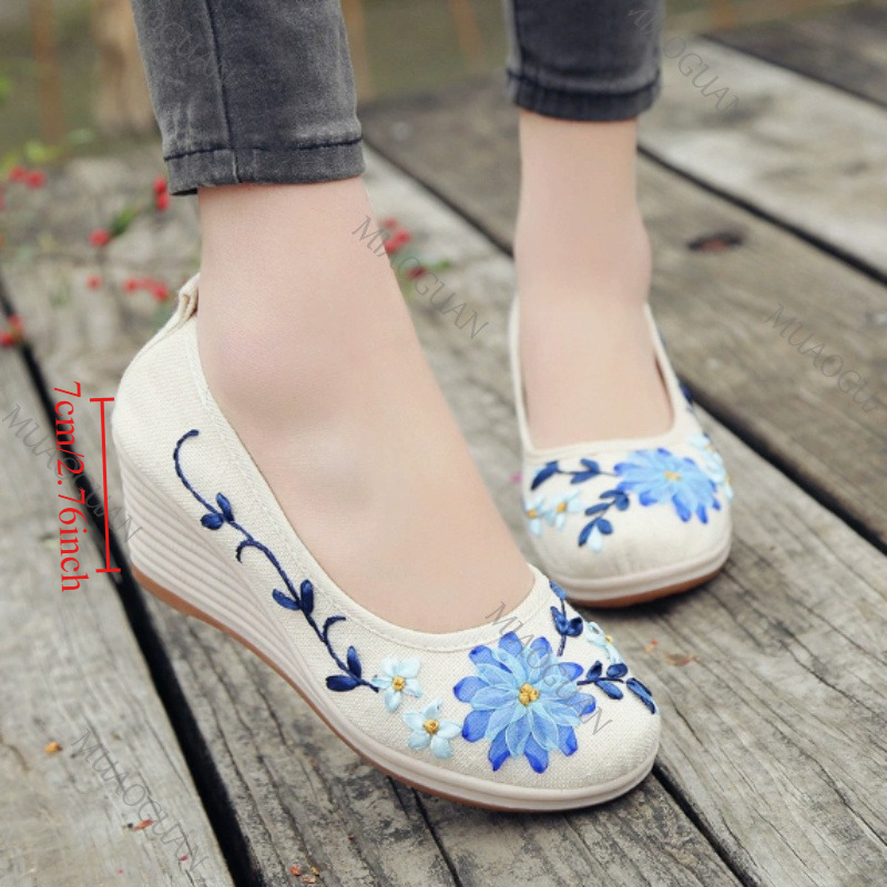 Chaussures compensées brodées  - Vintage Fashion Ladies avis et prix