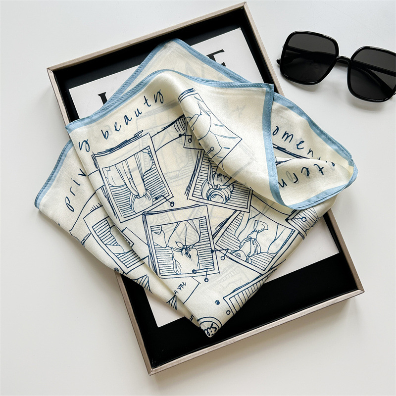 Foulard carré vintage en satin - Vintage Fashion Art avis et prix
